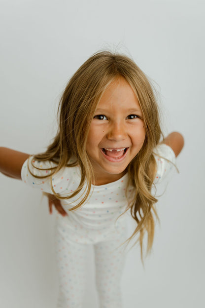 Short Sleeve PJ Set in Confetti Pointelle