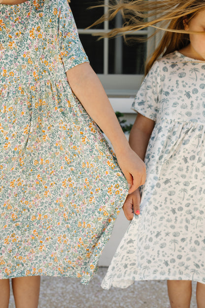 Smock Dress in Tropical Floral