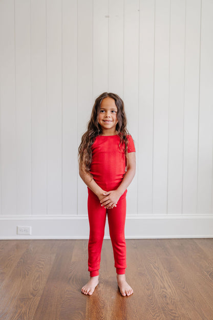 Short Sleeve PJ Set in Poppy Pointelle