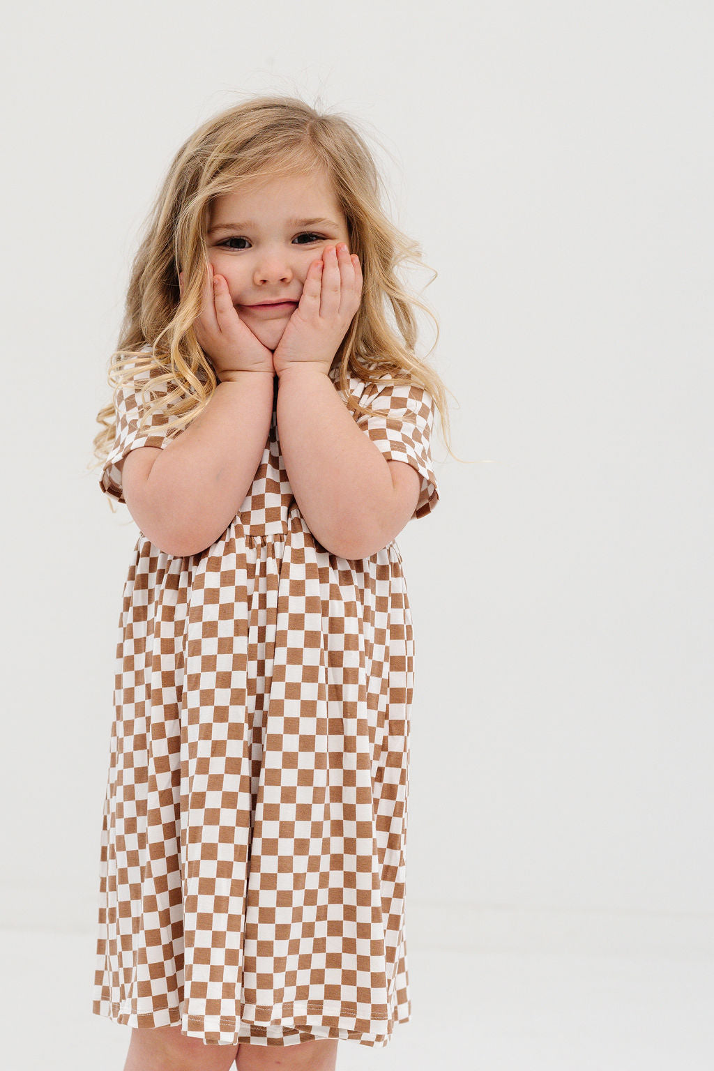 Smock Dress in Hazelnut Chequer