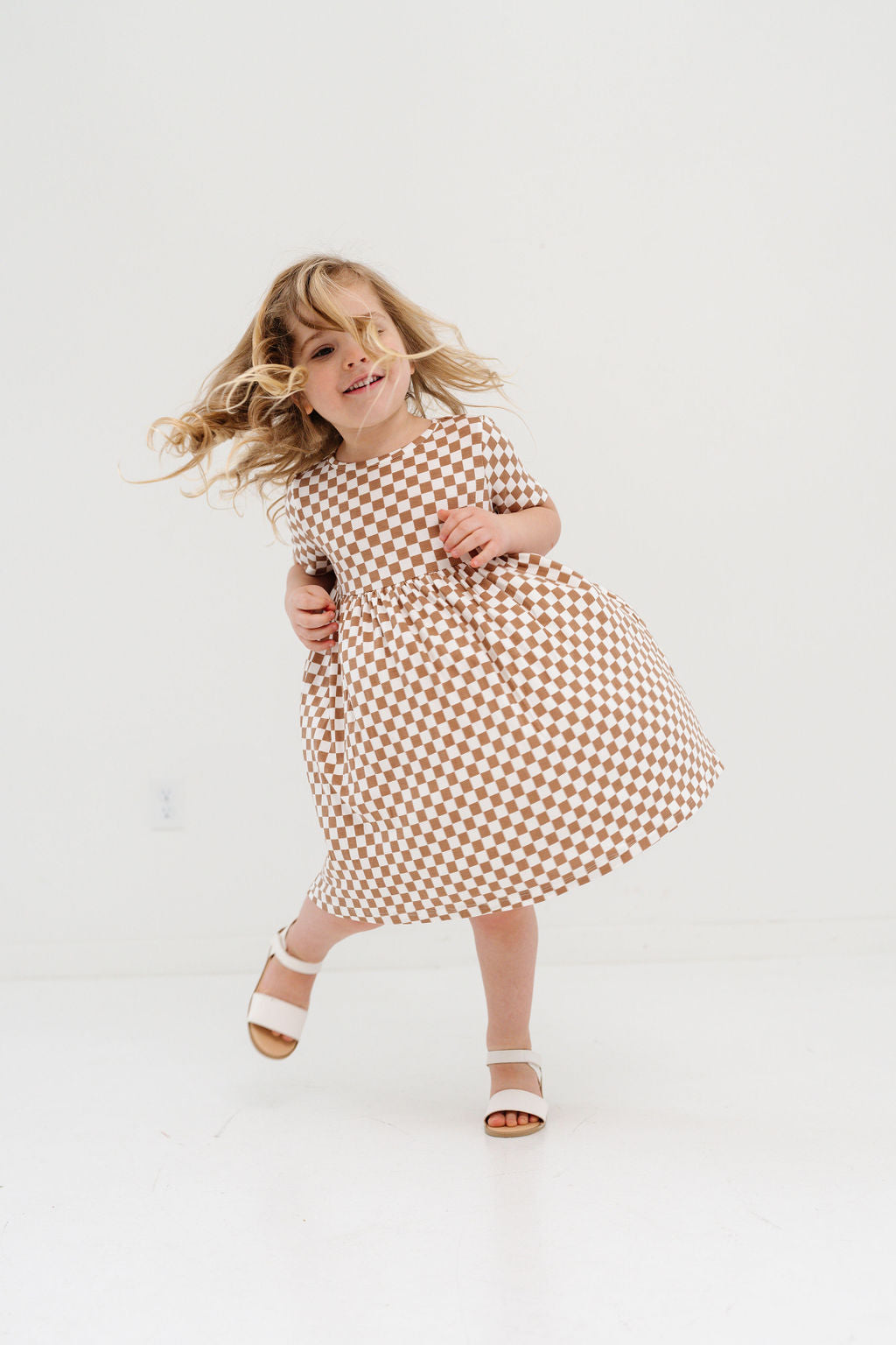 Smock Dress in Hazelnut Chequer