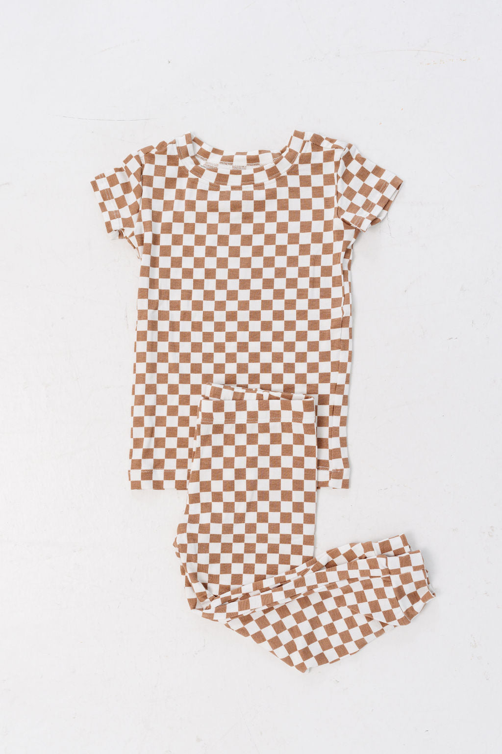 Short Sleeve PJ Set in Hazelnut Chequer