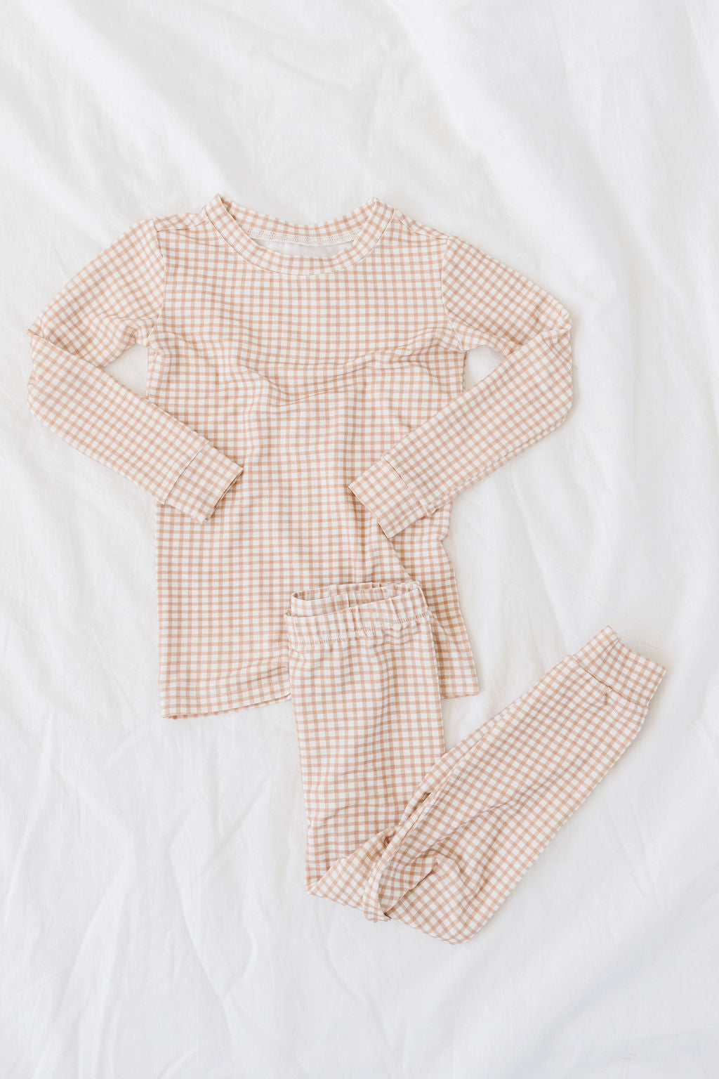 PJ Set in Oatmeal Grid