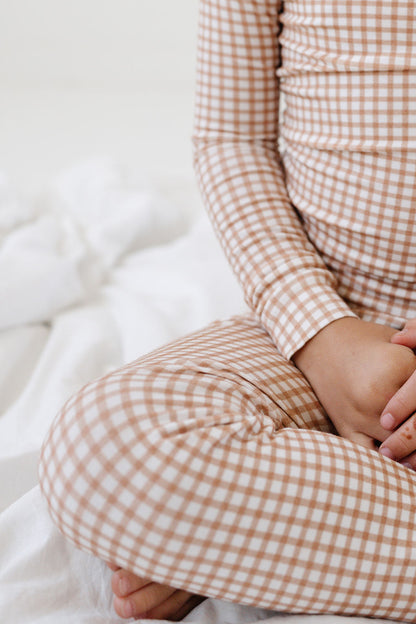 PJ Set in Oatmeal Grid