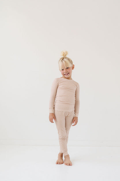 PJ Set in Oatmeal Grid