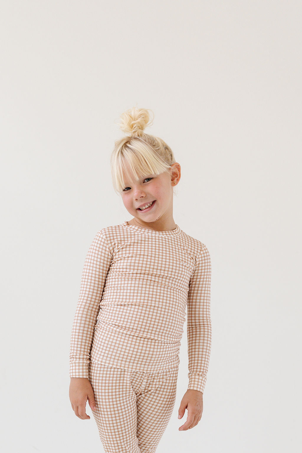 PJ Set in Oatmeal Grid