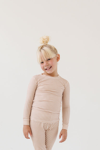 PJ Set in Oatmeal Grid