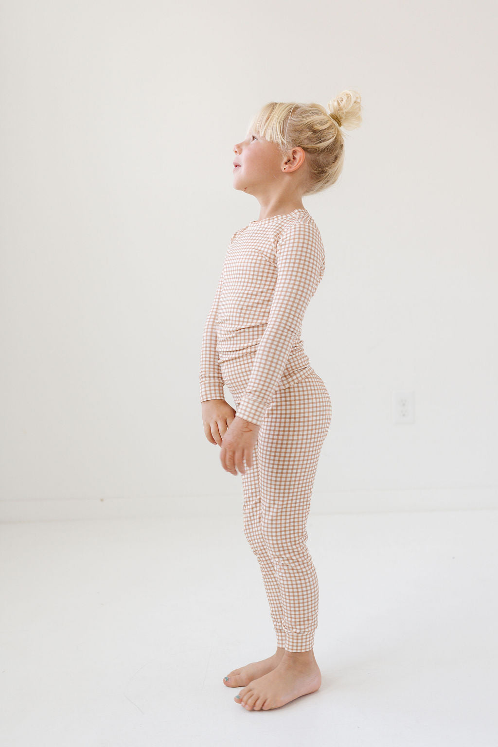 PJ Set in Oatmeal Grid