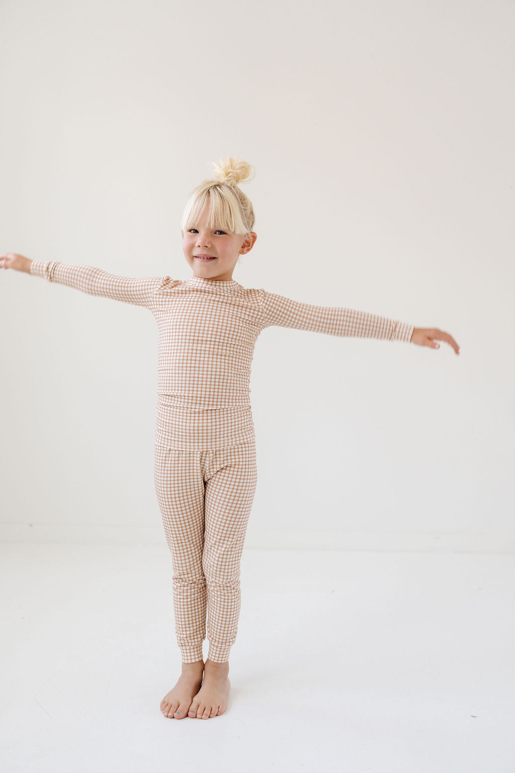 PJ Set in Oatmeal Grid