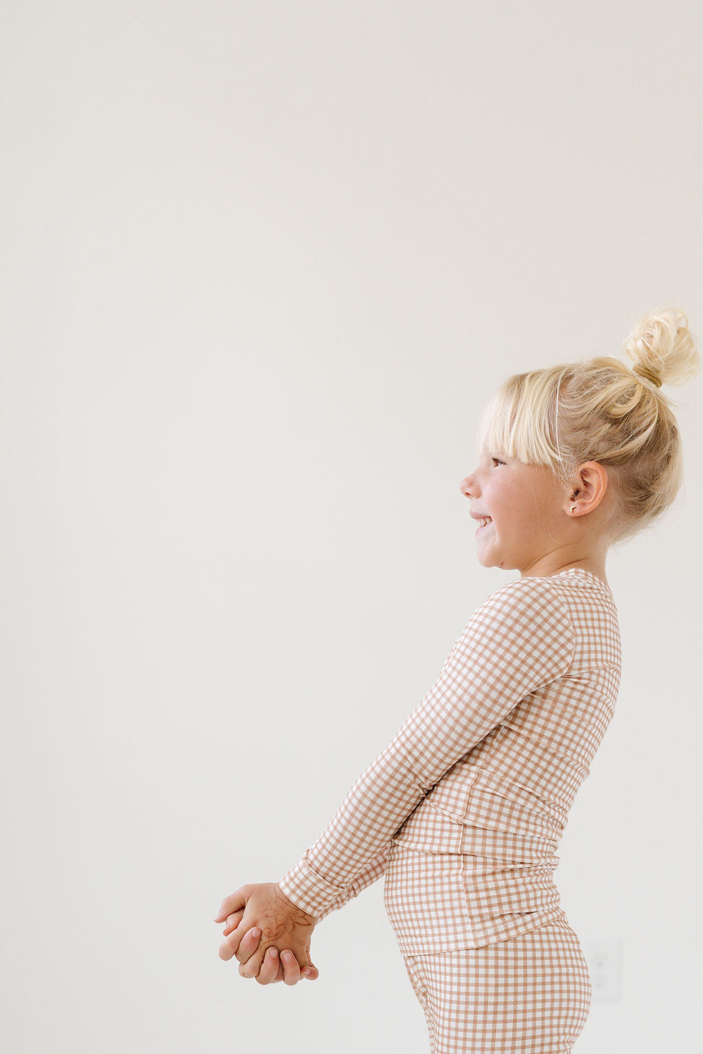 PJ Set in Oatmeal Grid