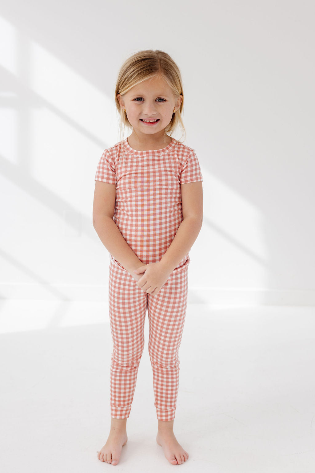 Short Sleeve PJ Set in Peony Gingham