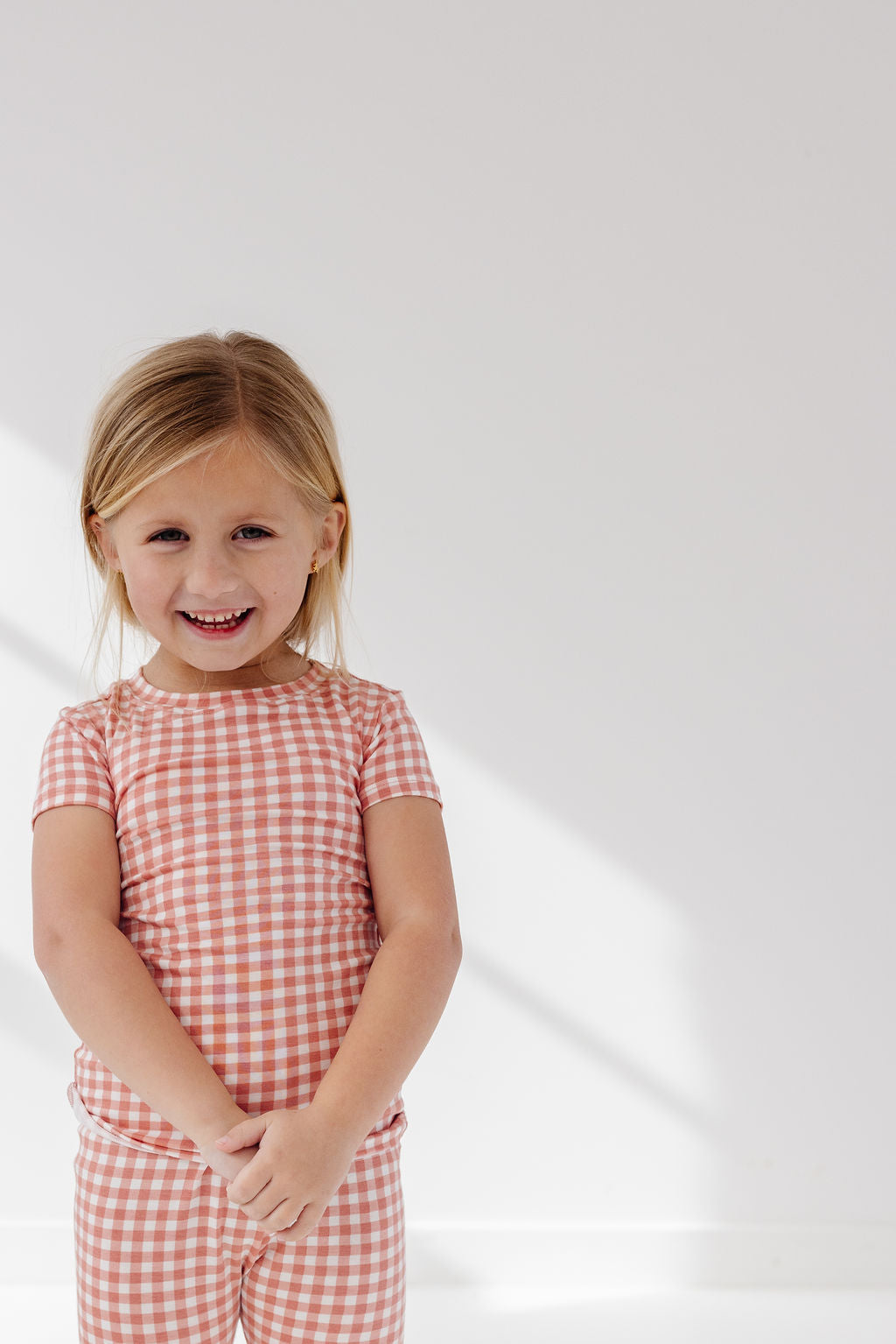 Short Sleeve PJ Set in Peony Gingham