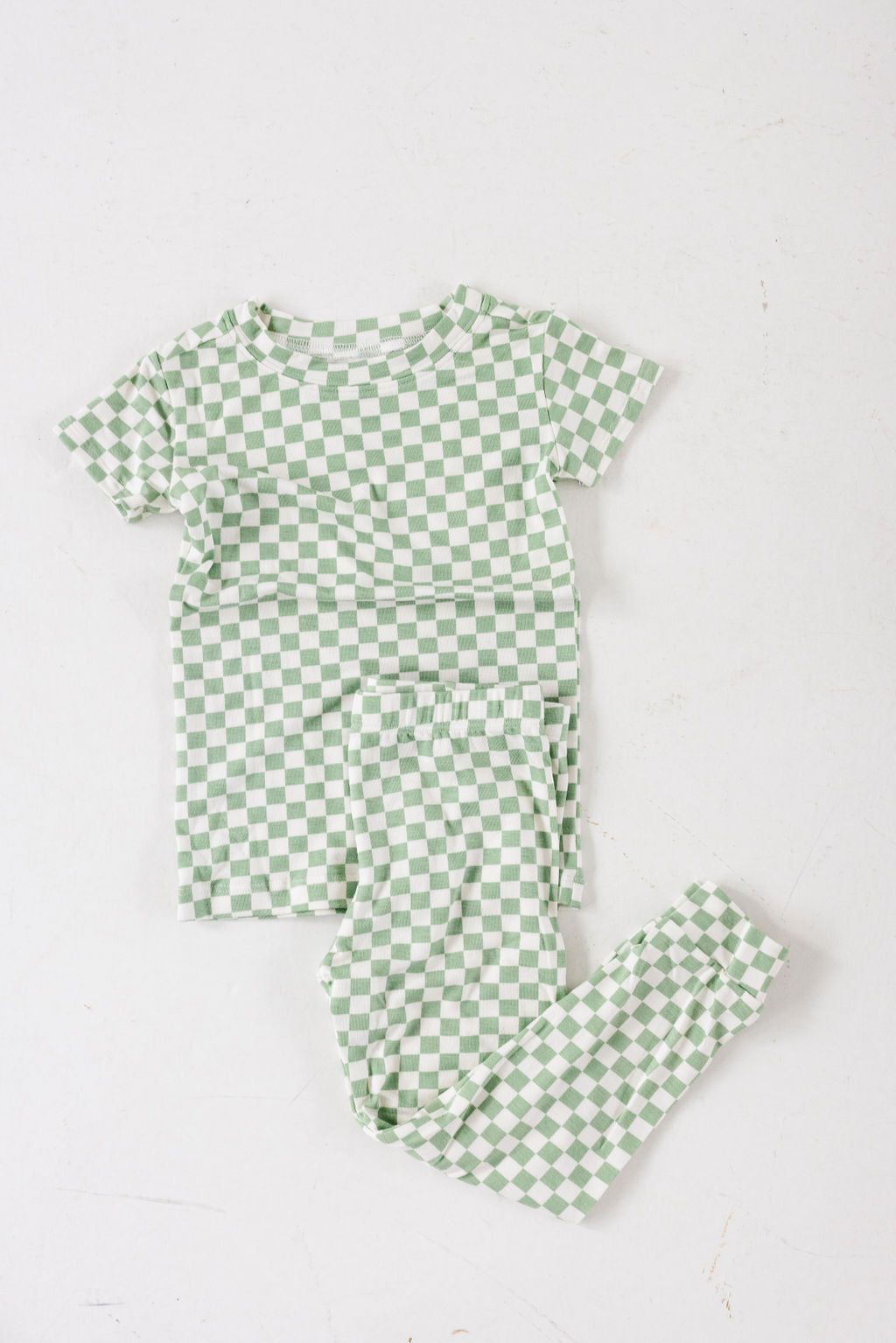 Short Sleeve PJ Set in Fern Chequer