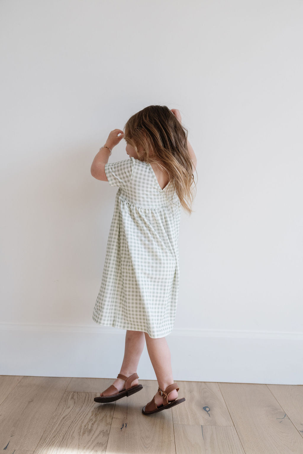 Crosstop Dress in Juniper Gingham