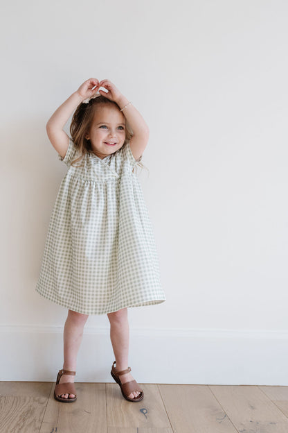 Crosstop Dress in Juniper Gingham