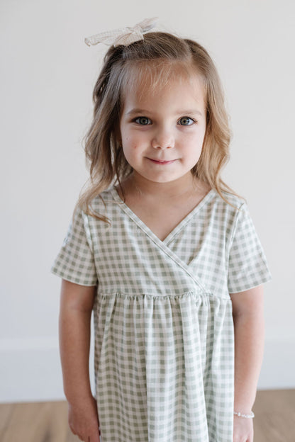 Crosstop Dress in Juniper Gingham