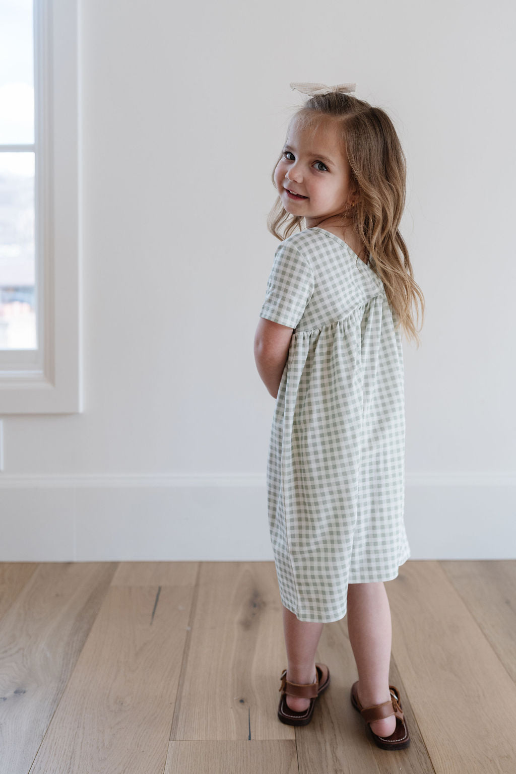 Crosstop Dress in Juniper Gingham