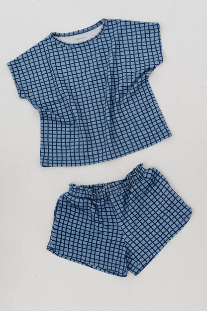 Play Set in Denim Grid