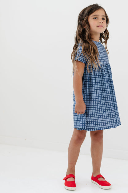 Smock Dress in Denim Grid