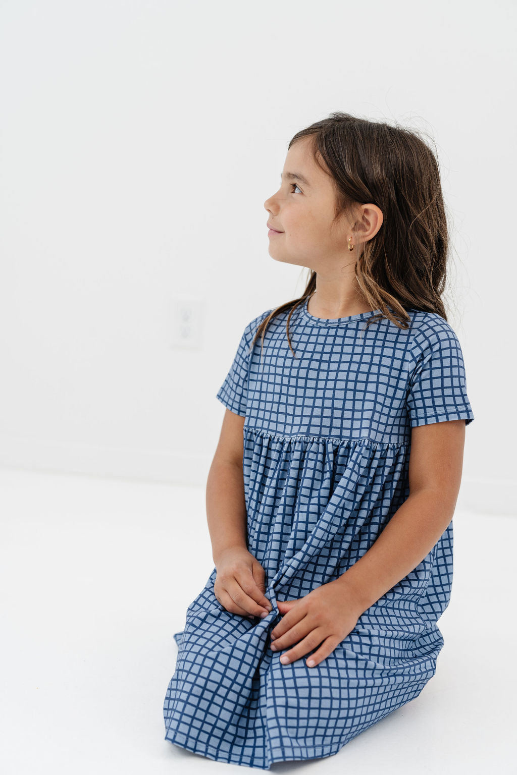 Smock Dress in Denim Grid