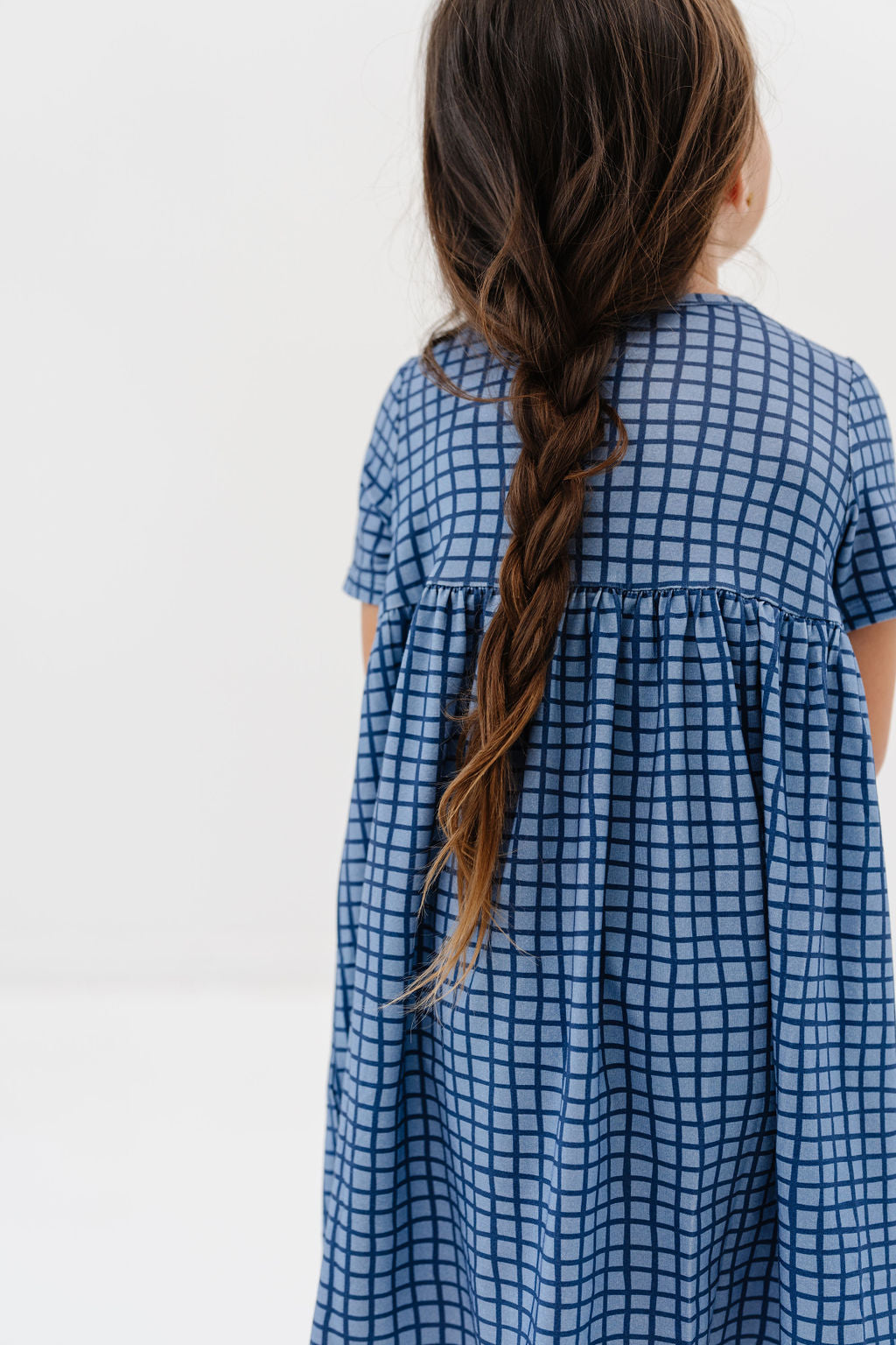 Smock Dress in Denim Grid